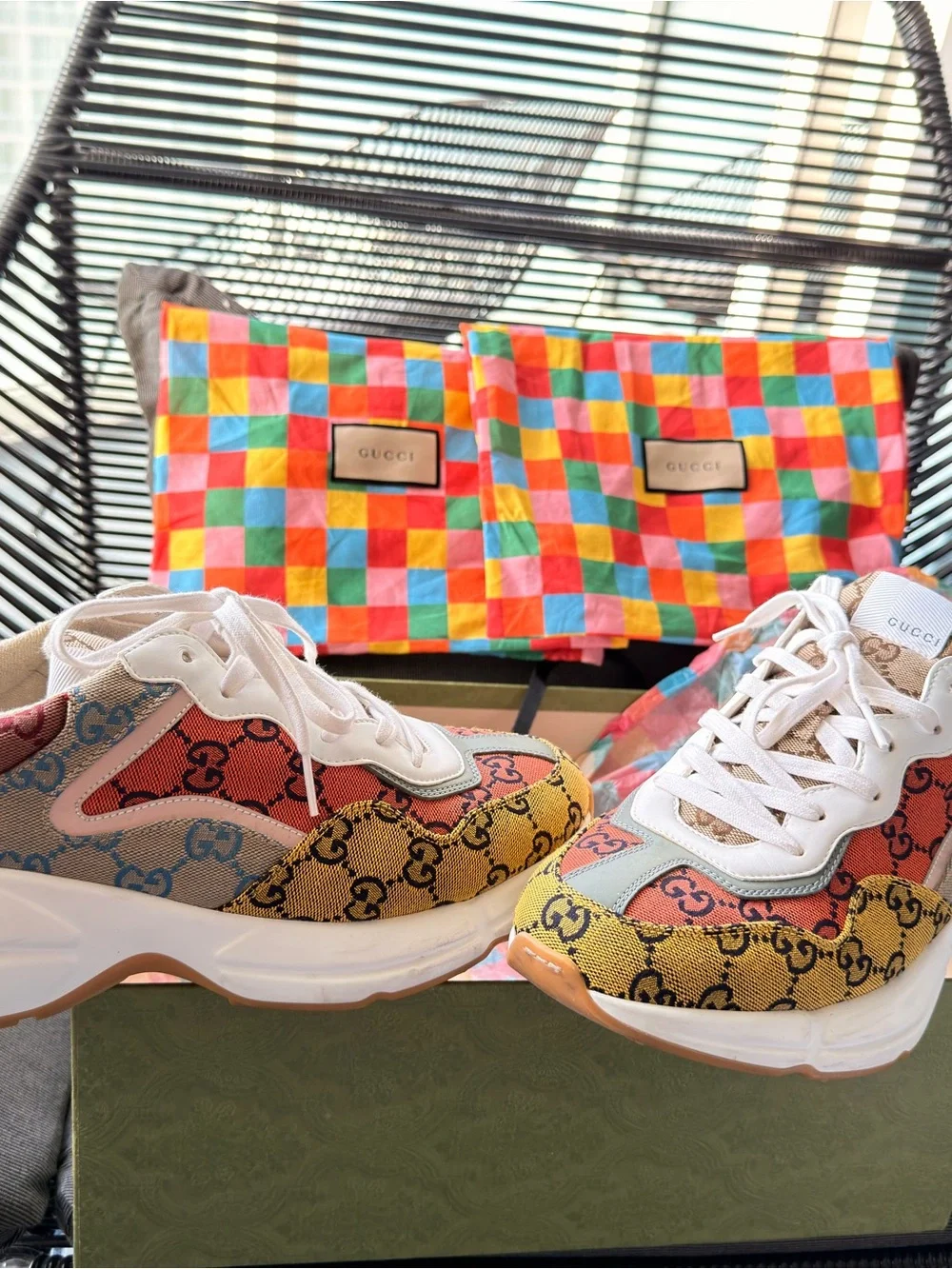 Gucci Kids Multicolor GG Logo Patchwork Sneakers